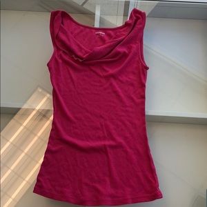 Express XS hot pink tank with fold detail at neckl